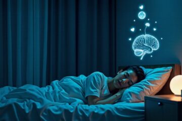 A person peacefully sleeping in a dark, calm bedroom, symbolizing the connection between healthy sleep and better mental health.